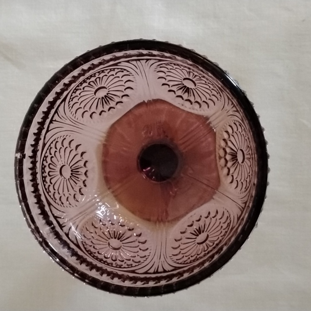 PIONEER WOMAN ADELINE PLUM FOOTED EMBOSSED GLASS DESSERT OR SUNDAE CUP - Picture 2 of 8